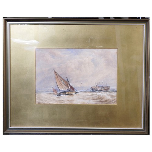 230 - THOMAS BUSH HARDY (1842-1897) 'ON THE MEDWAY' (1878) WATER COLOUR, signed titled and dated in lower ... 