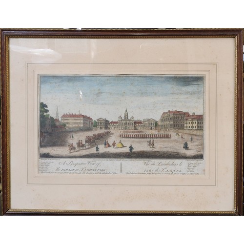 229 - FOUR HAND COLOURED 18TH CENTURY LITHOGRAPHS, depicting views of London, including St. Pauls Cathedra... 