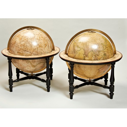 364 - A SUPERB MATCHED PAIR OF GEORGE III / GEORGE IV CARY'S 15 INCH LIBRARY GLOBES, DATED 1818 AND 1831, ... 