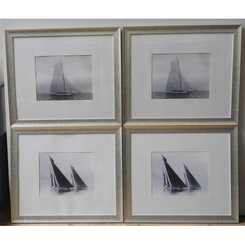 216 - A SET OF FOUR MONOCHROME PRINTS OF RACING YACHTS , 20TH CENTURY26 x 33cm