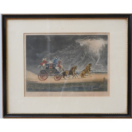 223 - AFTER JAMES POLLARD (1797-1867) TWO ENGRAVINGS BY G. REEVES, entitled 'The Mail Coach in a Thunderst... 