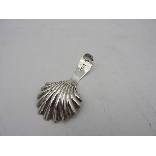 335 - A SILVER CADDY SPOON BY HESTER BATEMAN, shell form bowl and bright cut handle, marked London 17867 c... 