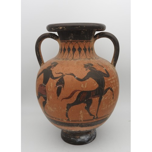 283 - A GREEK-STYLE POTTERY AMPHORA, with figural decoration, after the antique.