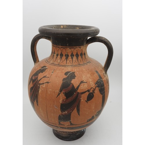 283 - A GREEK-STYLE POTTERY AMPHORA, with figural decoration, after the antique.