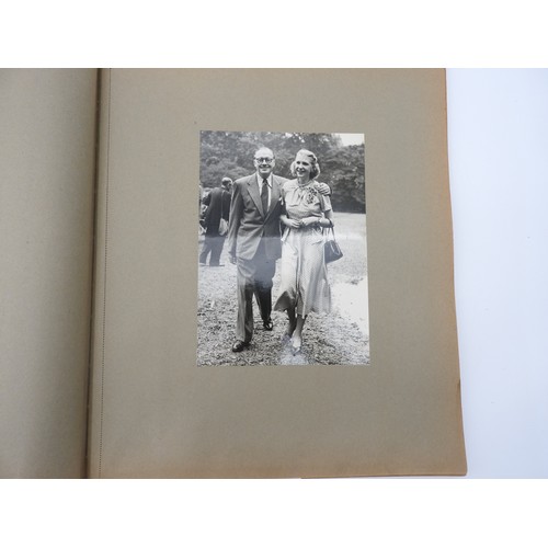 367 - A FASCINATING VINTAGE PHOTOGRAPH ALBUM / SCRAP BOOK, CIRCA 1950, relating to Sharman Douglas, social... 