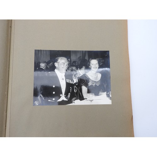 367 - A FASCINATING VINTAGE PHOTOGRAPH ALBUM / SCRAP BOOK, CIRCA 1950, relating to Sharman Douglas, social... 