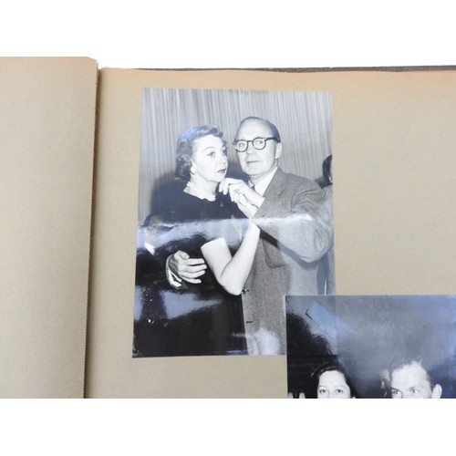 367 - A FASCINATING VINTAGE PHOTOGRAPH ALBUM / SCRAP BOOK, CIRCA 1950, relating to Sharman Douglas, social... 