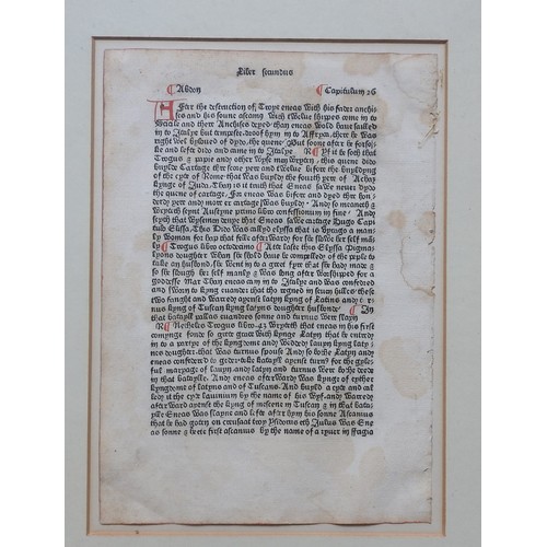 205 - A SINGLE LEAF FROM HIGDEN'S POLYCHRONICON, (1482) PRINTED BY WILLIAM CAXTON, five years after establ... 