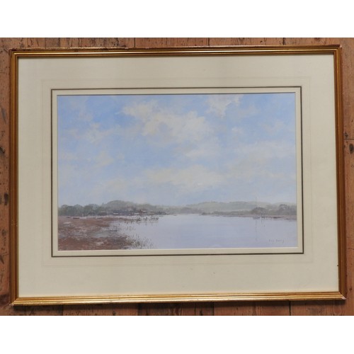 251 - ROY PERRY (1935-1993) EAST ANGLIAN ESTUARY SCENE WATERCOLOUR, signed in lower right corner, 36 x 54 ... 