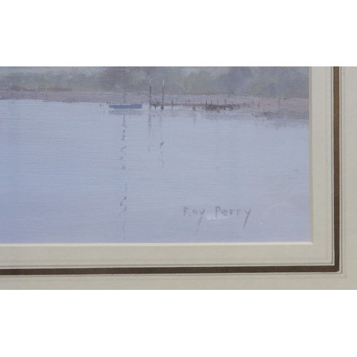 251 - ROY PERRY (1935-1993) EAST ANGLIAN ESTUARY SCENE WATERCOLOUR, signed in lower right corner, 36 x 54 ... 