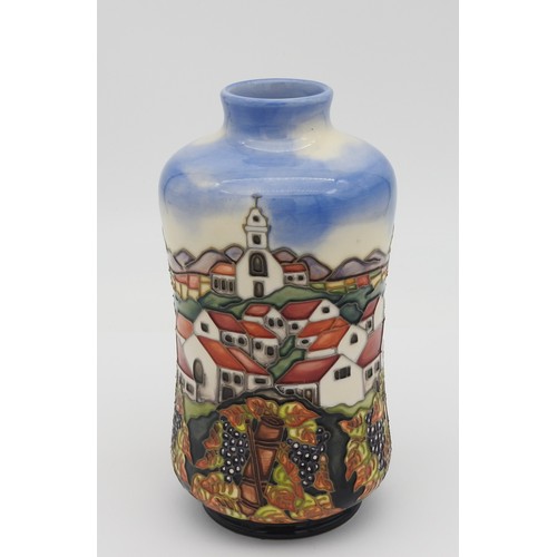 371 - AN 'ANDALUCIA' VASE BY BEVERLEY WICKES FOR MOORCROFT, CIRCA 1997, tapered waist vase decorated with ... 