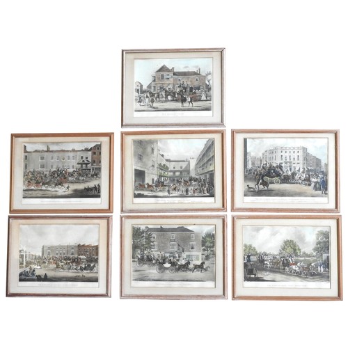 224 - AFTER JAMES POLLARD (1797-1867) SEVEN HAND COLOURED COACHING SCENE ENGRAVINGS, 19TH CENTURY, produce... 