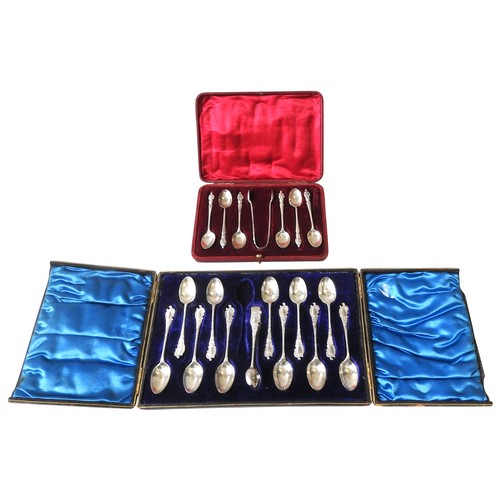 326 - A CASED SET OF SILVER APOSTLE SPOONS AND A NEAR SET OF TEA SPOONS, both in presentation cases, the n... 