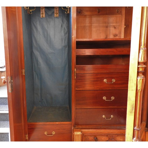 27 - A FINE VICTORIAN SATIN WOOD COMPACTUM , CIRCA 1880, dentil moulded cornice with inset jasperware Neo... 