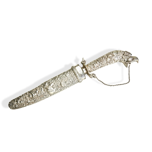 141 - A SILVER HANDLED DAGGER AND SCABBARD, TRICHINOPOLY INDIA C.1890. More generally known for smaller do... 