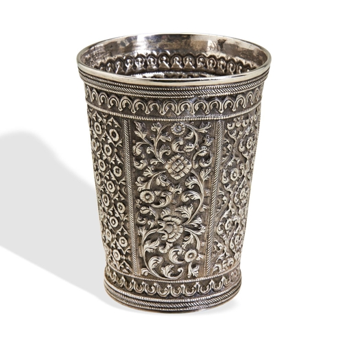 146 - SILVER BEAKER KUTCH, INDIA C.1890. A silver beaker made in Bhuj in the gulf of Kutch around 1890. Th... 