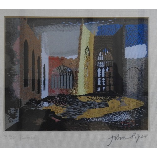 180 - AFTER JOHN PIPER (1903-1992), 'INTERIOR OF COVENTRY CATHEDRAL'  LIMITED EDITION WOVEN SILK PANEL, No... 