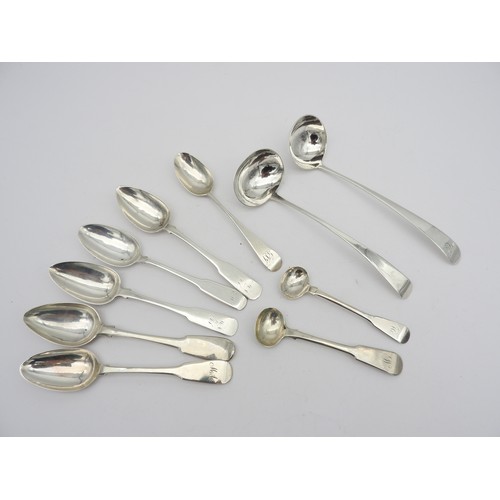 260 - AN ASSORTMENT OF TEN 19TH CENTURY SCOTTISH PROVINCIAL SILVER SPOONS, the lot comprised of two sauce ... 