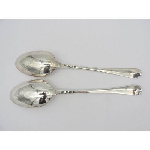 261 - A PAIR OF GEORGE III SILVER TABLE SPOONS, , thread pattern, the handles monogrammed G.W.S, bears the... 