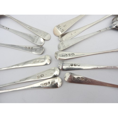 297 - AN ASSORTMENT OF TWELVE SILVER TEASPOONS, mostly George III, with several fine bright cut examples12... 