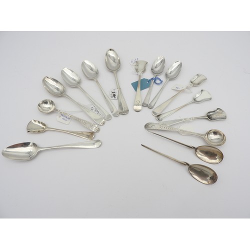 273 - AN ASSORTMENT OF SIXTEEN SILVER TEASPOONS, all late 18th / early 19th century, various styles and si... 