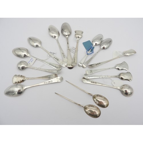 273 - AN ASSORTMENT OF SIXTEEN SILVER TEASPOONS, all late 18th / early 19th century, various styles and si... 