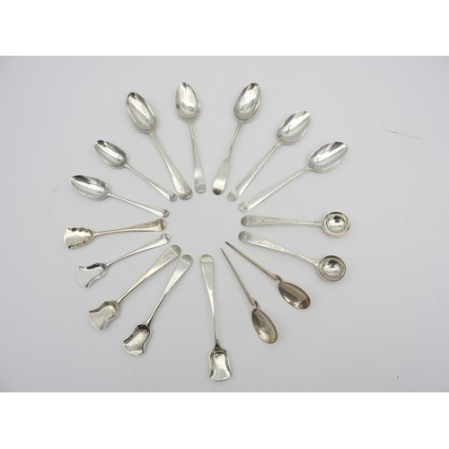 273 - AN ASSORTMENT OF SIXTEEN SILVER TEASPOONS, all late 18th / early 19th century, various styles and si... 