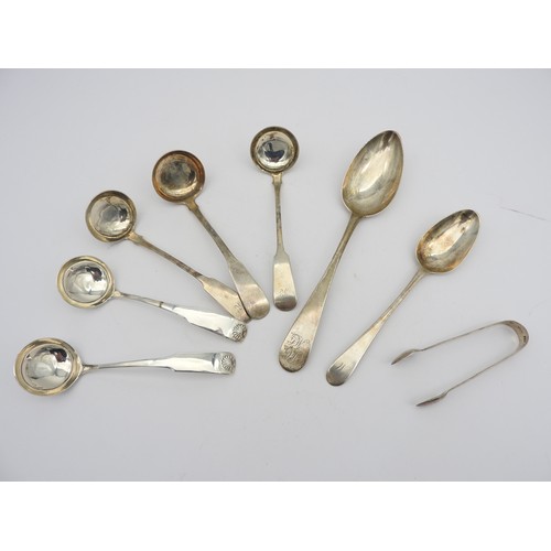 252 - AN ASSORTMENT OF SCOTTISH SILVER TABLEWARE, the lot comprising of a table spoon, dessert spoon, five... 