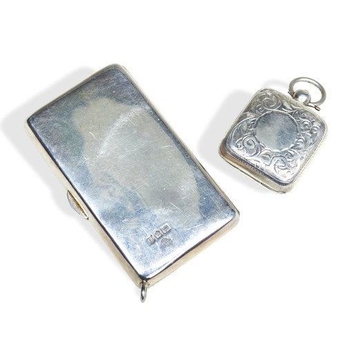 241 - TWO SILVER SOVEREIGN HOLDERS, the larger of simplistic rectangular form with gilt interior with a pa... 