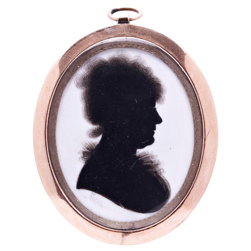 430 - A LATE 18TH CENTURY PORTRAIT SILHOUETTE OF LADY BY JOHN MIERS, mounted in a yellow metal frame (unte... 