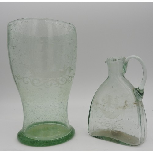 115 - AN IMPRESSIVE EARLY 19TH CENTURY OVERSIZED TANKARD / VASE, CIRCA 1810, baluster form with etched dec... 