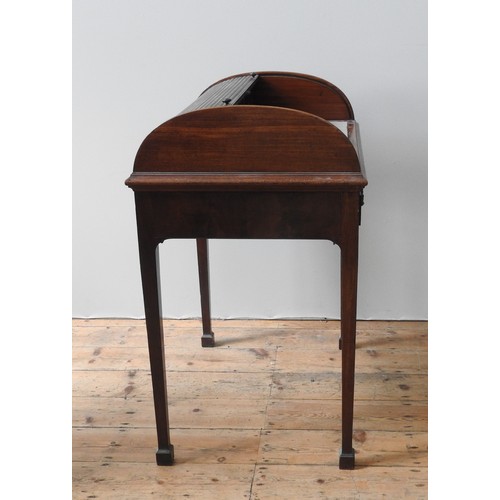 15 - A GEORGE III CYLINDER WRITING DESK, CIRCA 1810, the cylinder tambour roll enclosing six 'pigeon hole... 