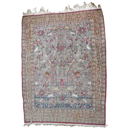 77 - AN IMPRESSIVE PERSIAN ISFAHAN CARPET, CIRCA 1920, part silk, central tree of life motif with various... 