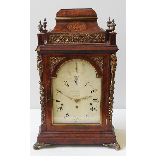 109 - A IMPRESSIVE GEORGE III MAHOGANY TRIPLE FUSEE BRACKET CLOCK, by John Scott, London, bell top case wi... 