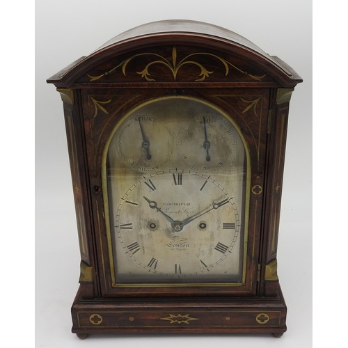 111 - A SUPERB QUALITY REGENCY ROSEWOOD TWIN FUSEE BRACKET CLOCK, by Richard Goodhugh, Regent St, London, ... 