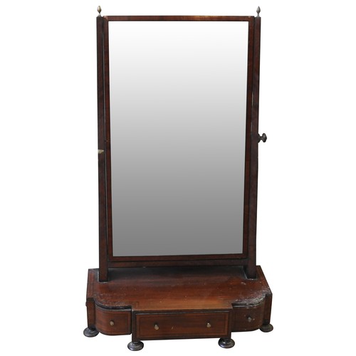 87 - A REGENCY MAHOGANY SWING MIRROR, CIRCA 1800, of large rectangular form,  the adjustable rectangular ... 