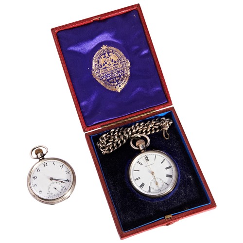 311 - A SILVER KEYLESS LEVER WATCH, the dial and curvette signed John Bennett, London 1883, 49mm, with Joh... 