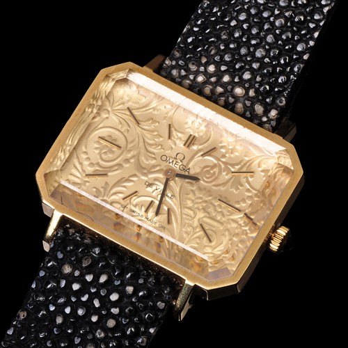 347 - OMEGA; A RARE 18CT GOLD 