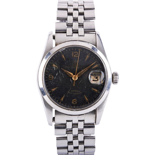 328 - TUDOR, REF 7914: A STEEL PRINCE OYSTERDATE WRISTWATCH, black honeycomb dial signed Tudor Prince, Oys... 