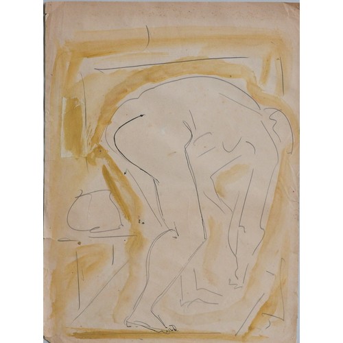 623 - CECIL COLLINS (1908-1989) PENCIL, INK, PEN, WASH/PAPER LIFE STUDY of crouching figure, unframed15 x ... 