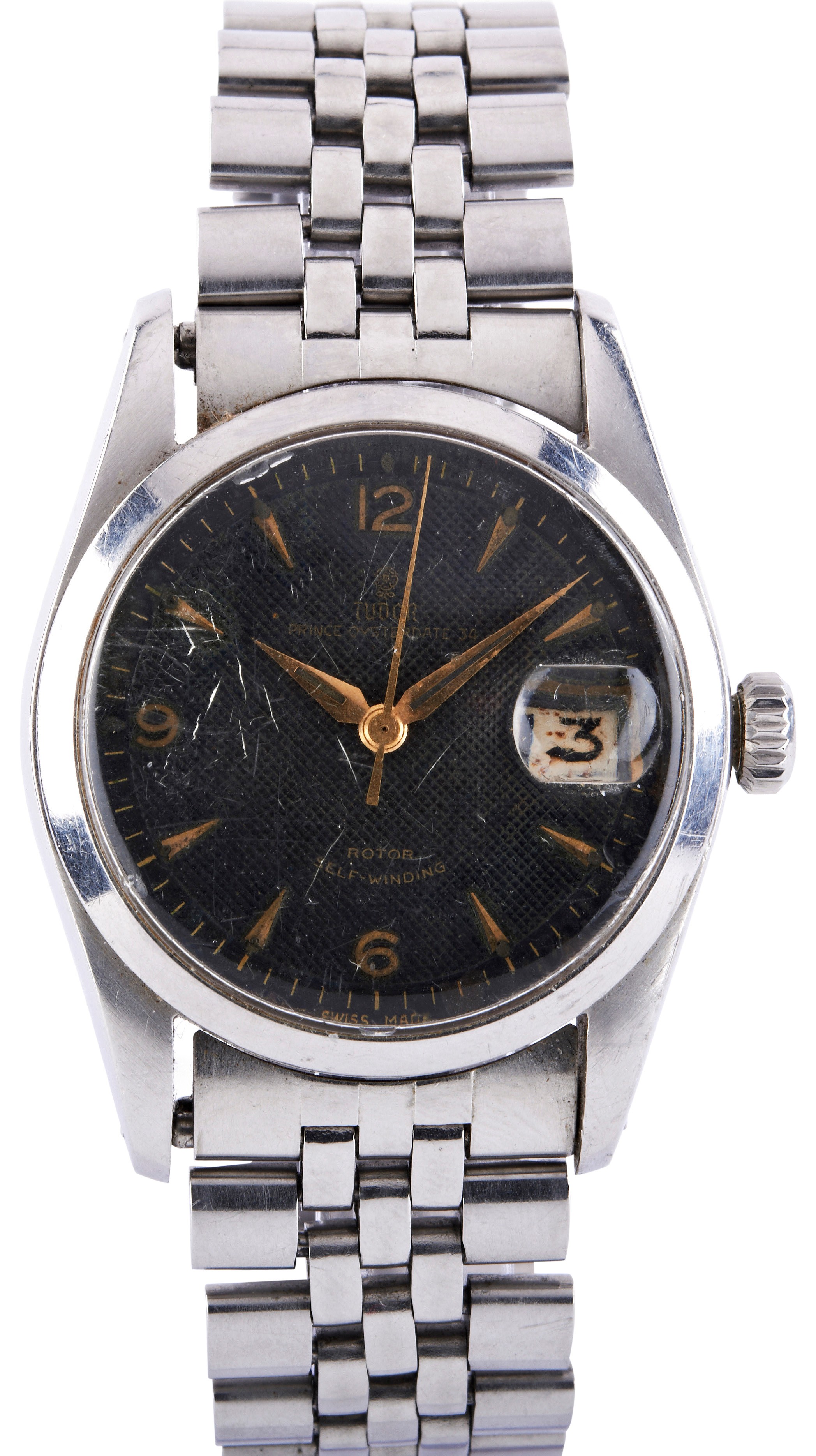TUDOR, REF 7914: A STEEL PRINCE OYSTERDATE WRISTWATCH, black