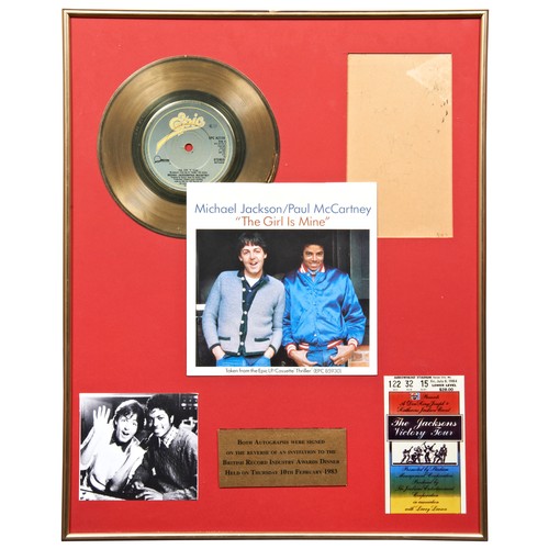 126 - MICHAEL JACKSON AND PAUL MCCARTNEY, A SIGNED MENU FROM THE BRITISH RECORD INDUSTRY AWARDS DINNER FEB... 