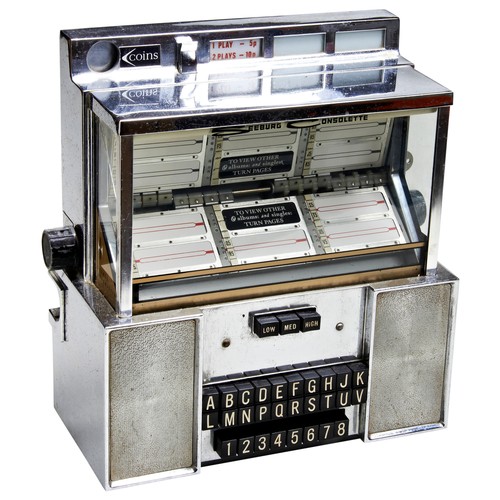 157 - A SEEBURG SC1 CONSOLETTE WALL BOX JUKEBOX 'WIRED REMOTE' SELECTOR IN CHROMIUM CASE left side glass c... 