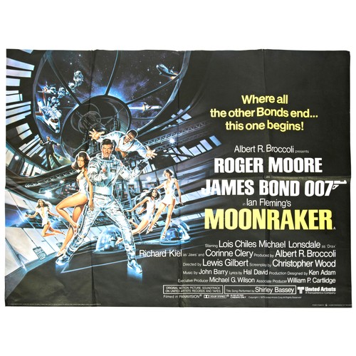 140 - MOONRAKER; ORIGINAL 1979 JAMES BOND UK QUAD POSTER. 75 x 100cmsNB. Small area of discolouration, edg... 