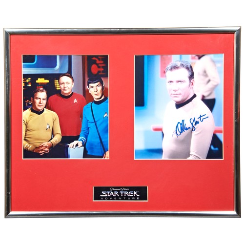 129 - WILLIAM SHATNER, A SIGNED PHOTOGRAPH OF SHATNER ON THE BRIDGE OF THE STAR SHIP ENTERPRISE together w... 