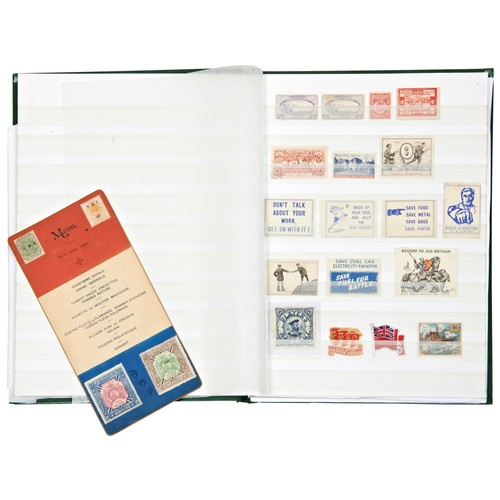 76 - AN ALBUM CONTAINING A SELECTION OR WORLD WAR I AND WORLD WAR II STAMPS ; advertising Red Cross Appea... 