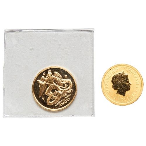 94 - A 20TH OZ 2002 AUSTRALIAN GOLD NUGGET COIN AND A 1997 ISLE OF MAN 20TH GOLD ANGEL.PROVENANCE: The Dr... 