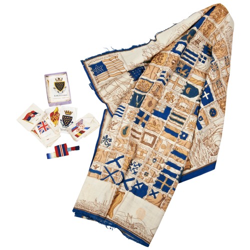 251 - A VICTORIAN STANDARDS AND SIGNALS 'HANDKERCHIEF', VARIOUS CIGARETTE SILKS, THREE ANCIENT CERAMIC FRA... 