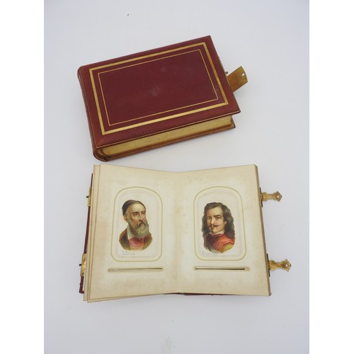 248 - A VICTORIAN EMBOSSED LEATHER PHOTOGRAPH ALBUM mounted with lithographic scraps of famous people thro... 