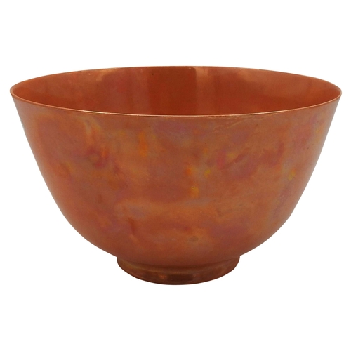 196 - A VINTAGE RUSKIN EGGSHELL BOWL, 1921, simplistic tapered bowl with attractive orange lustre glaze, o... 